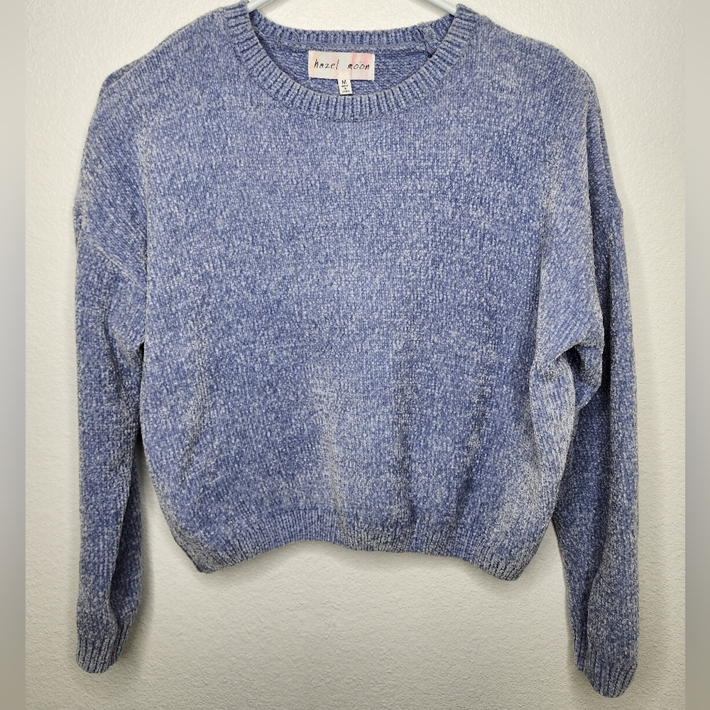 Cropped Soft Medium Light Blue Long Sleeve Shirt